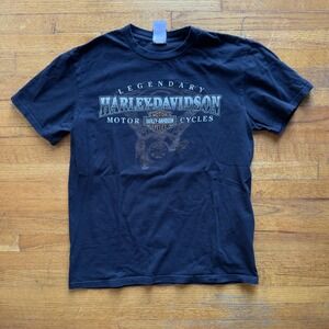 Harley-Davidson Graphic T-Shirt Legendary Cycles Black Biker Tee Large